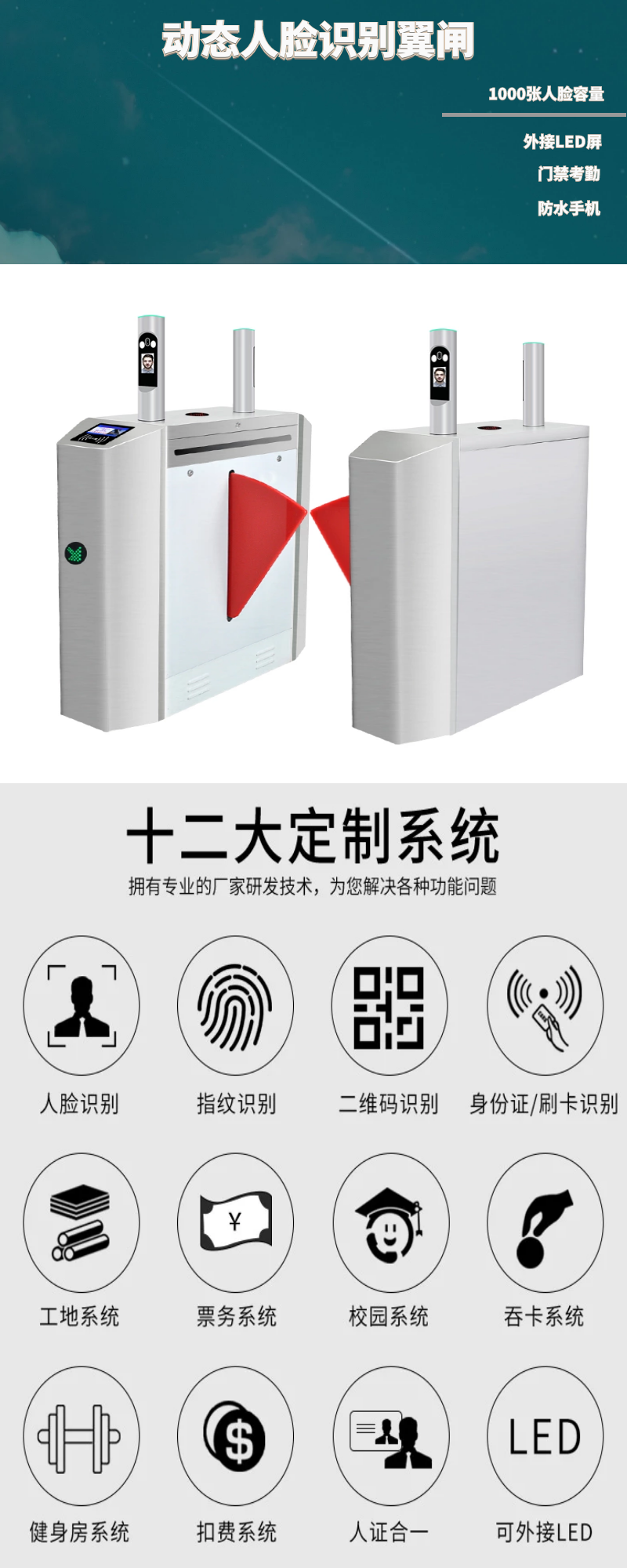 翼闸,人行通道闸,人脸识别闸机